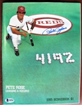 PETE ROSE ALL TIME HIT RECORD PROGRAM AND TICKET w/ BECKETT COA