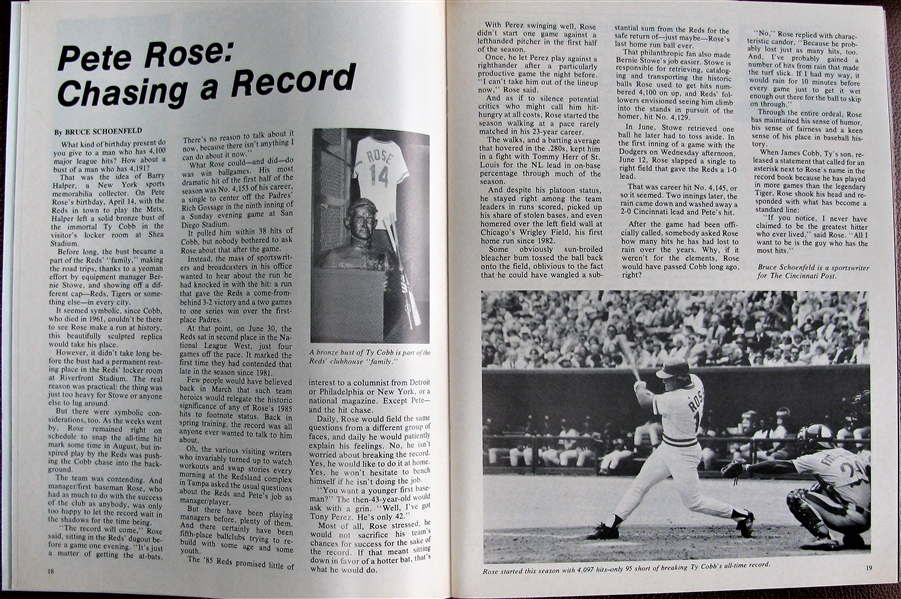 PETE ROSE ALL TIME HIT RECORD PROGRAM AND TICKET w/ BECKETT COA
