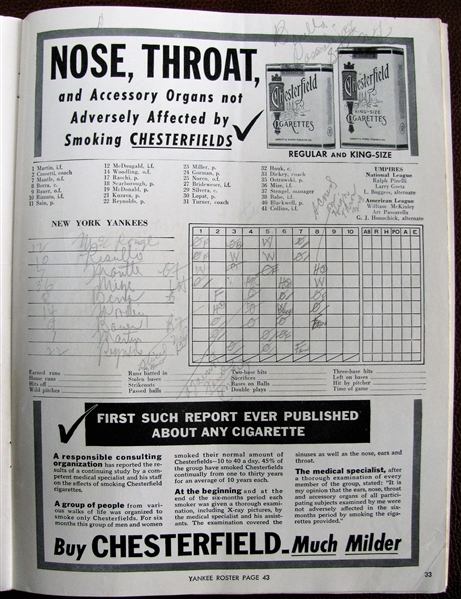 1952 WORLD SERIES PROGRAM - YANKEES ISSUE