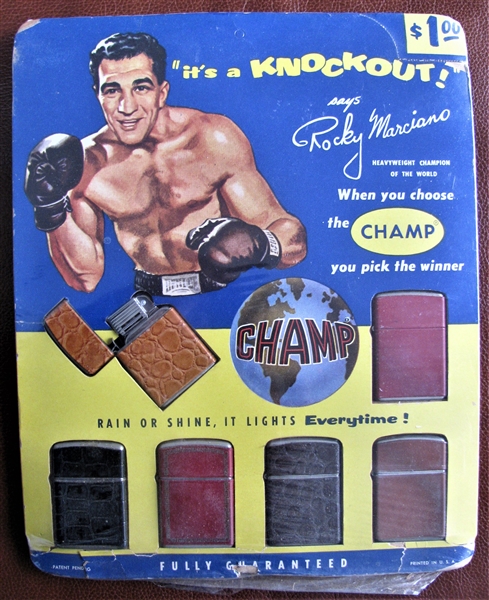 50's ROCKY MARCIANO CHAMP LIGHTER DISPLAY