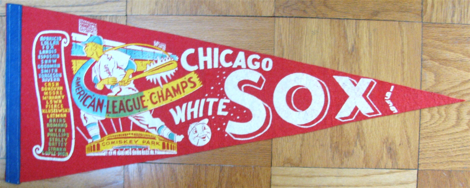 1959 CHICAGO WHITE SOX AMERICAN LEAGUE CHAMPS SCROLL PENNANT