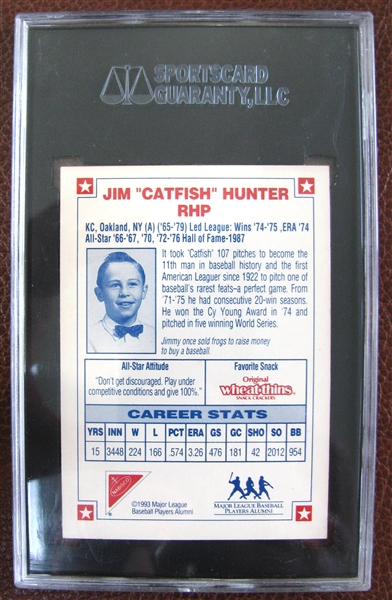 JIM 'CATFISH HUNTER SIGNED CARD - SGC SLABBED & AUTHENTICATED