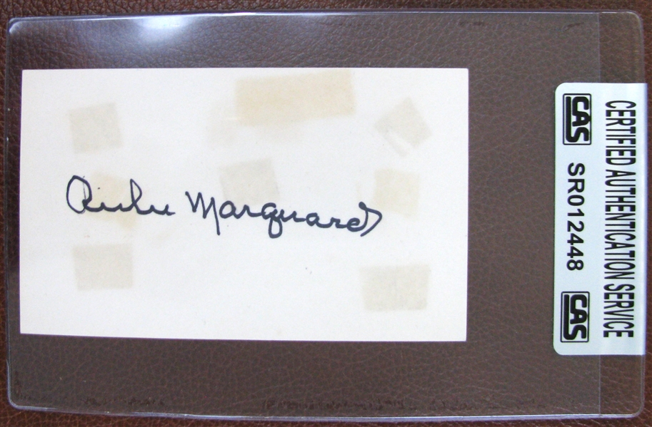 RUBE MARQUARD SIGNED 3X5 CARD - w/CAS AUTHENTICATION