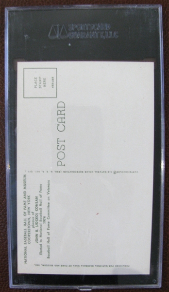 JOCKO CONLAN SIGNED HOF POST CARD - SGC SLABBED & AUTHENTICATED