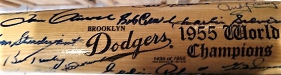 1955 BKLYN DODGERS CHAMPIONS BAT SIGNED BY (31) BKLYN DODGERS - PIRATES & NY YANKEES w/JSA LOA