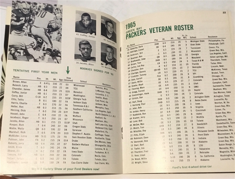 1965 GREEN BAY PACKERS PRESS BOOK