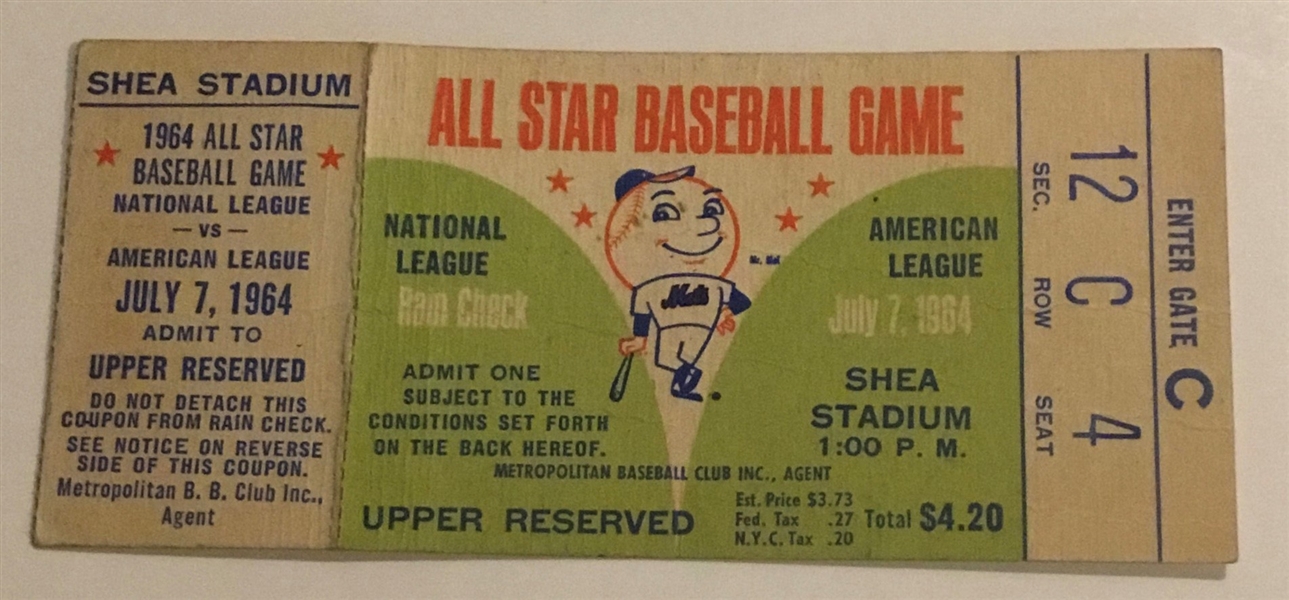 1964 MLB ALL-STAR GAME TICKET @ SHEA STADIUM