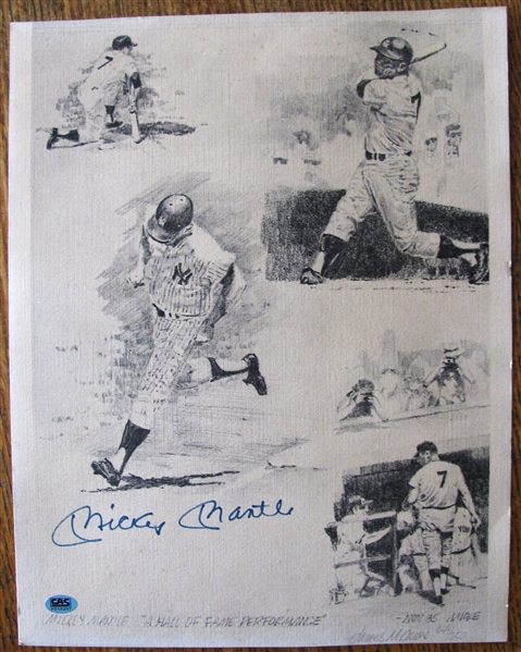 1985 MICKEY MANTLE SIGNED 11 x 14 LIMITED EDITION w/CAS LOA