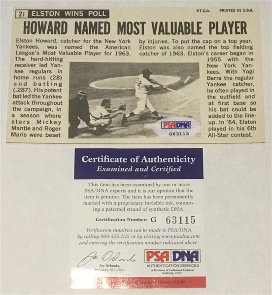 1964 ELSTON HOWARD TOPPS GIANT CARD SIGNED w/PSA/DNA