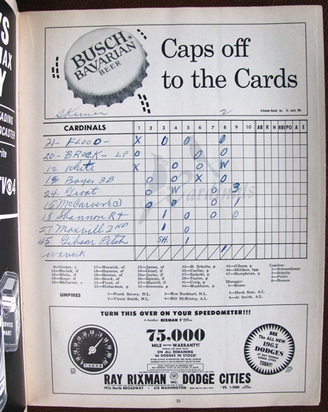 1964 WORLD SERIES PROGRAM CARDINALS vs YANKEES