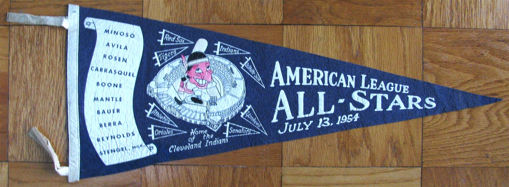 1954 ALL-STAR GAME AMERICAN LEAGUE PENNANT w/MANTLE