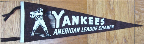 40s NEW YORK YANKEES "AMERICAN LEAGUE CHAMPIONS" 3/4 SIZE PENNANT