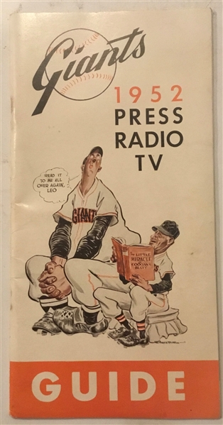 1952 NEW YORK GIANTS MEDIA GUIDE