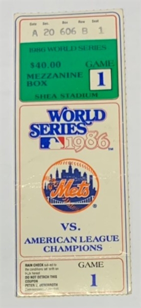 1986 WORLD SERIES TICKET STUB - METS vs RED SOX - GAME 1