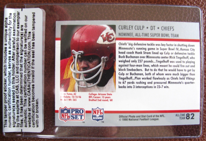 CURLEY CULP SIGNED FOOTBALL CARD /CAS AUTHENTICATED