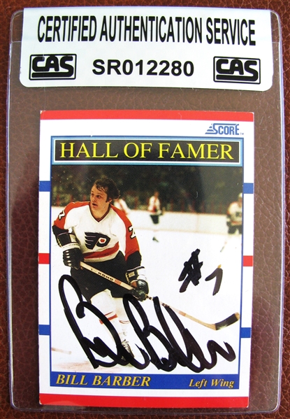 BILL BARBER SIGNED HOCKEY CARD w/CAS AUTHENTICATED