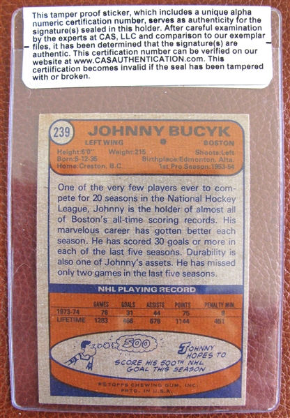 JOHN BUCYK SIGNED HOCKEY CARD w/CAS AUTHENTICATED