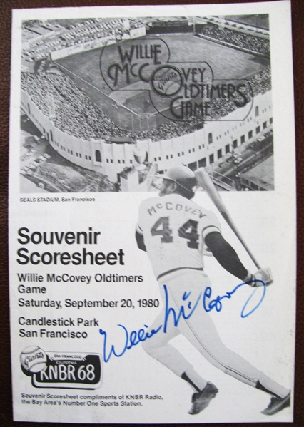 WILLIE McCOVEY SIGNED OLD TIMERS GAME PROGRAM w/JSA
