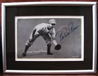 VINTAGE PEE WEE REESE SIGNED & FRAMED EXHIBIT CARD w/CAS COA