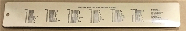 1969 NEW YORK METS RULER w/SCHEDULE- CHAMPIONSHIP YEAR
