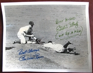 PEE WEE REESE & EDDIE STANKY "OUT BY A MILE" SIGNED PHOTO w/JSA 
