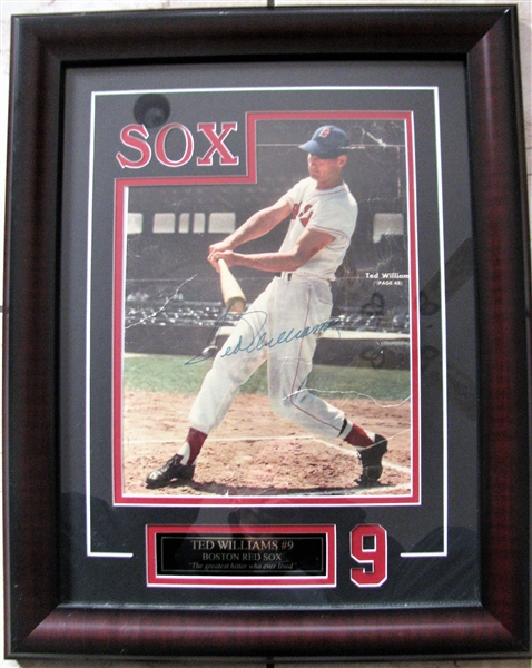 TED WILLIAMS SIGNED MAGAZINE COVER FRAMED wSGC