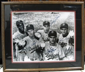 BROOKLYN DODGERS PITCHING STAFF SIGNED OVERSIZED PHOTO MATTED & FRAMED w/CAS COA