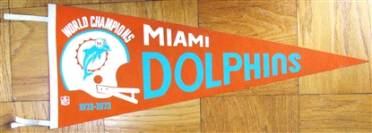 1972 & 1973 MIAMI DOLPHINS "WORLD CHAMPIONS" PENNANT