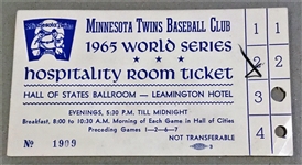 1965 WORLD SERIES "HOSPITALITY ROOM" PASS- TWINS ISSUE