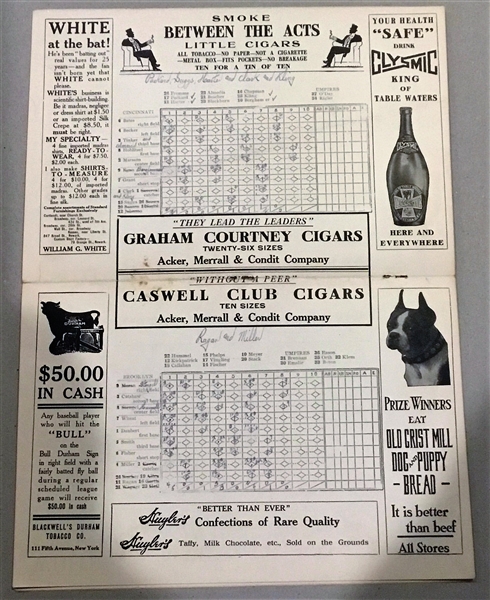 1913 BROOKLYN DODGERS vs CINCINNATI REDS PROGRAM-1st YEAR OF EBBETS FIELD