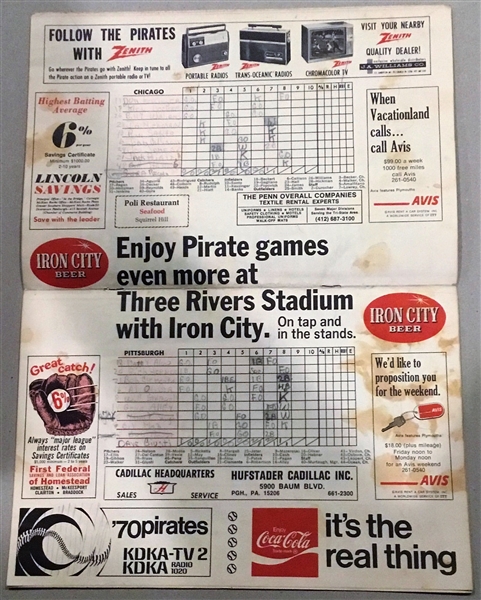 1970 THE LAST GAME AT FORBES FIELD PIRATE PROGRAM & TICKET STUB
