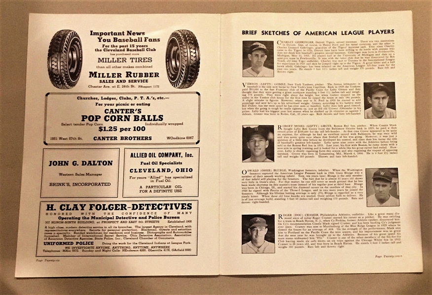 1935 MLB ALL-STAR GAME PROGRAM @ CLEVELAND STADIUM