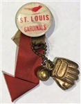 VINTAGE ST. LOUIS CARDINALS PIN w/CHARMS