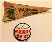 VINTAGE WASHINGTON SENATORS PIN AND mini PENNANT