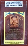 JOHNNY MIZE SIGNED HOF POST CARD - CAS SEALED & AUTHENTICATED