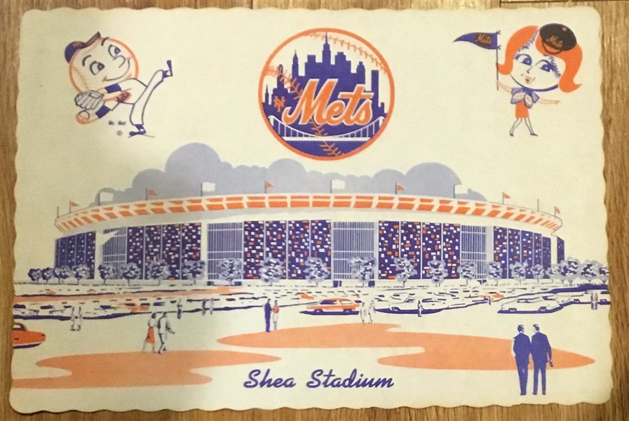 60's NEW YORK METS SHEA STADIUM PLACEMAT w/MR. & LADY MET