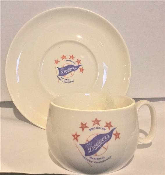 1952 BROOKLYN DODGERS NATIONAL LEAGUE CHAMPIONS CUP & SAUCER- RARE!