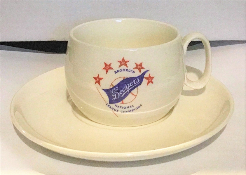 1952 BROOKLYN DODGERS NATIONAL LEAGUE CHAMPIONS CUP & SAUCER- RARE!