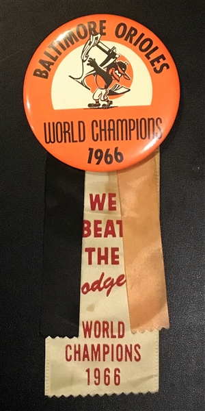 1966 BALTIMORE ORIOLES WORLD CHAMPIONS PIN w/RIBBON