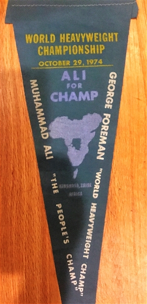 1974 MUHAMMAD ALI vs GEORGE FOREMAN CHAMPIONSHIP FIGHT PENNANT