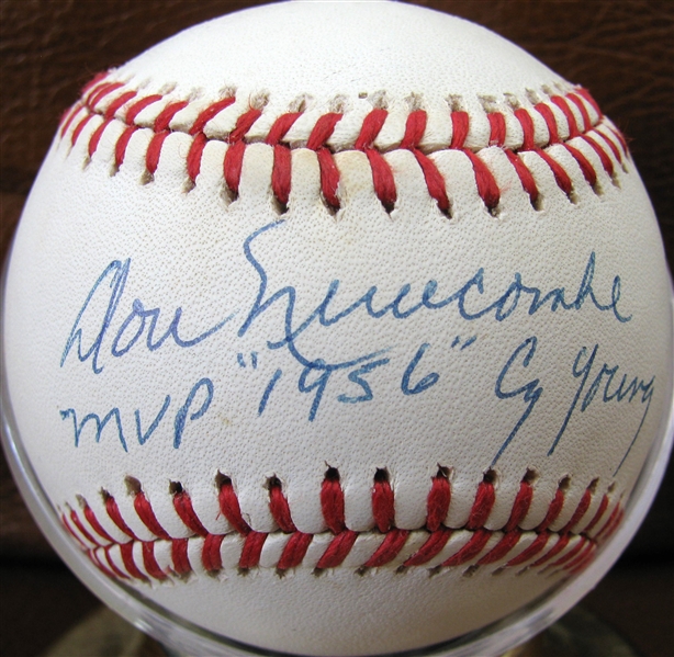 DON NEWCOMBE MVP 1956 CY YOUNG SIGNED BASEBALL w/CAS