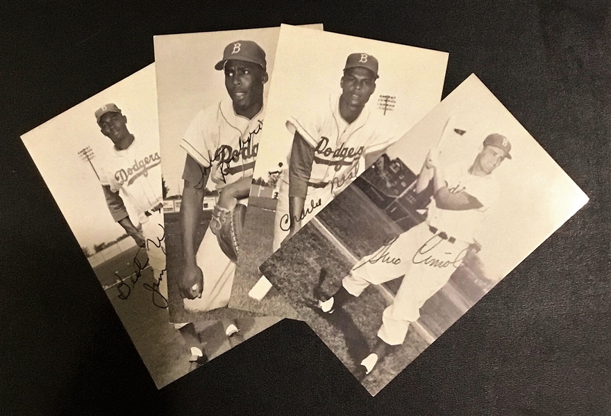 50's BROOKLYN DODGERS PLAYER POSTCARDS - LOT OF 4