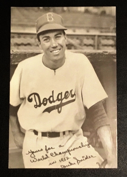 1952 DUKE SNIDER BROOKLYN DODGERS SCHEDULE CARD- HTF