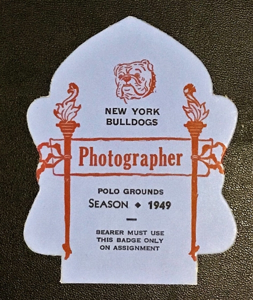 1949 NEW YORK BULLDOGS NFL PRESS PASS - 1st & LAST YEAR