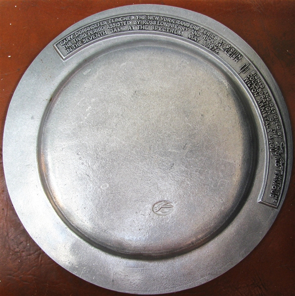 1974 STANLEY CUP CHAMPIONS FLYERS PEWTER SEMI FINALS PLATE