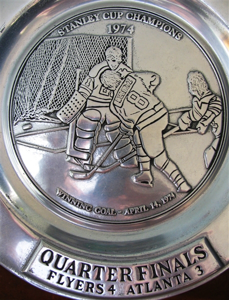 1974 STANLEY CUP CHAMPIONS FLYERS PEWTER QUARTER FINALS PLATE