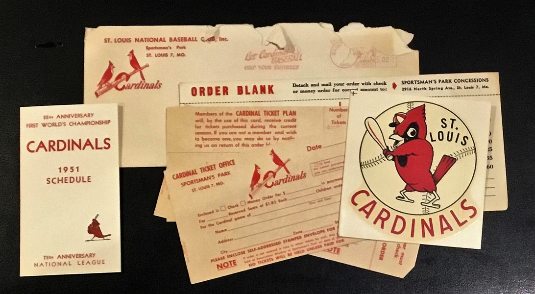 1951 ST LOUIS CARDINALS EPHEMERA LOT w/SCHEDULE BOOKLET