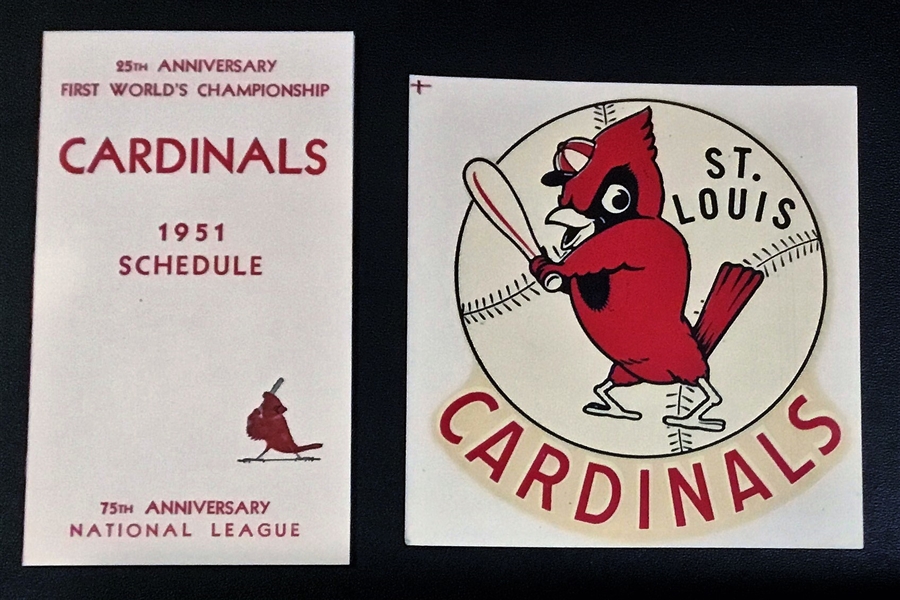 1951 ST LOUIS CARDINALS EPHEMERA LOT w/SCHEDULE BOOKLET