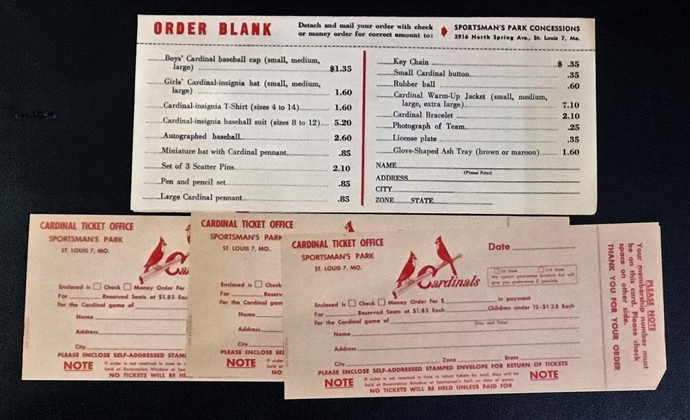 1951 ST LOUIS CARDINALS EPHEMERA LOT w/SCHEDULE BOOKLET