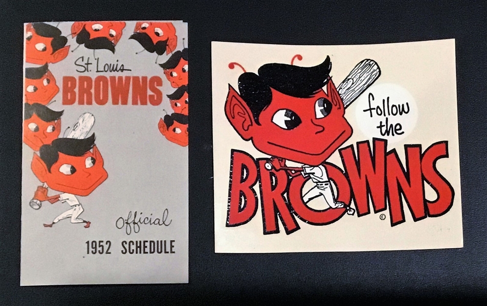 1952 ST LOUIS BROWNS EPHEMERA LOT w/SCHEDULE BOOKLET